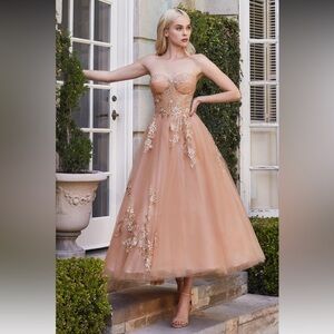 Andrea and Leo A1114 Prom Dress Rose Gold Size 6